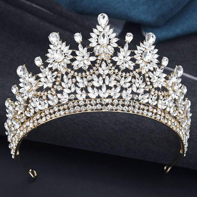 YIRAN Jewelry Tiara, Kristall, Gold, Damen - Bild 1