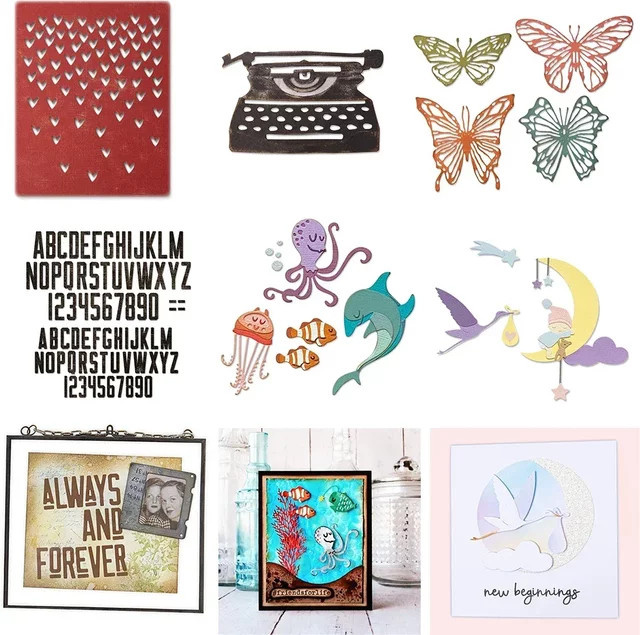 Metall Stanzformen Schmetterling und Herzen für DIY Scrapbooking und Handwerk in Silber - Bild 1