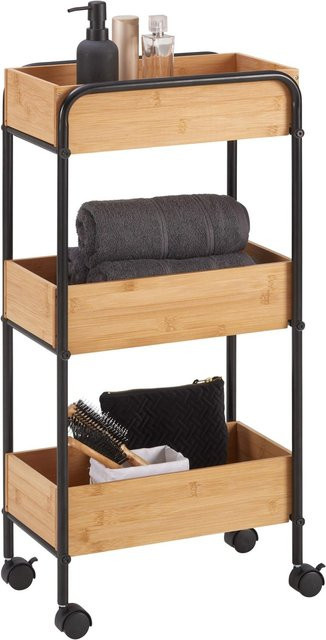 Mömax Allzweckwagen Vicky in Naturfarben und Schwarz aus Bambus und Metall mit Rollen, B/T/H: 81,5 x 40,0 x 23,0 cm - Bild 1