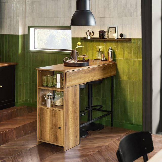SoBuy Bartisch FWT98-PF in Industrie-Design mit erweiterbarer Arbeitsfläche, Farbe Braun, B/T/H: 120 x 45 x 95 cm - Bild 1