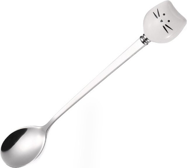 Edelstahl Löffel mit langem Griff mfySpace in Weiß für Tee, Kaffee und Dessert - Bild 1
