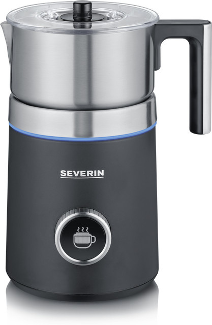 Severin Spuma 700 Plus Elektrischer Milchaufschäumer in Silber/Schwarz mit Edelstahlgehäuse und Kakaofunktion - Bild 1