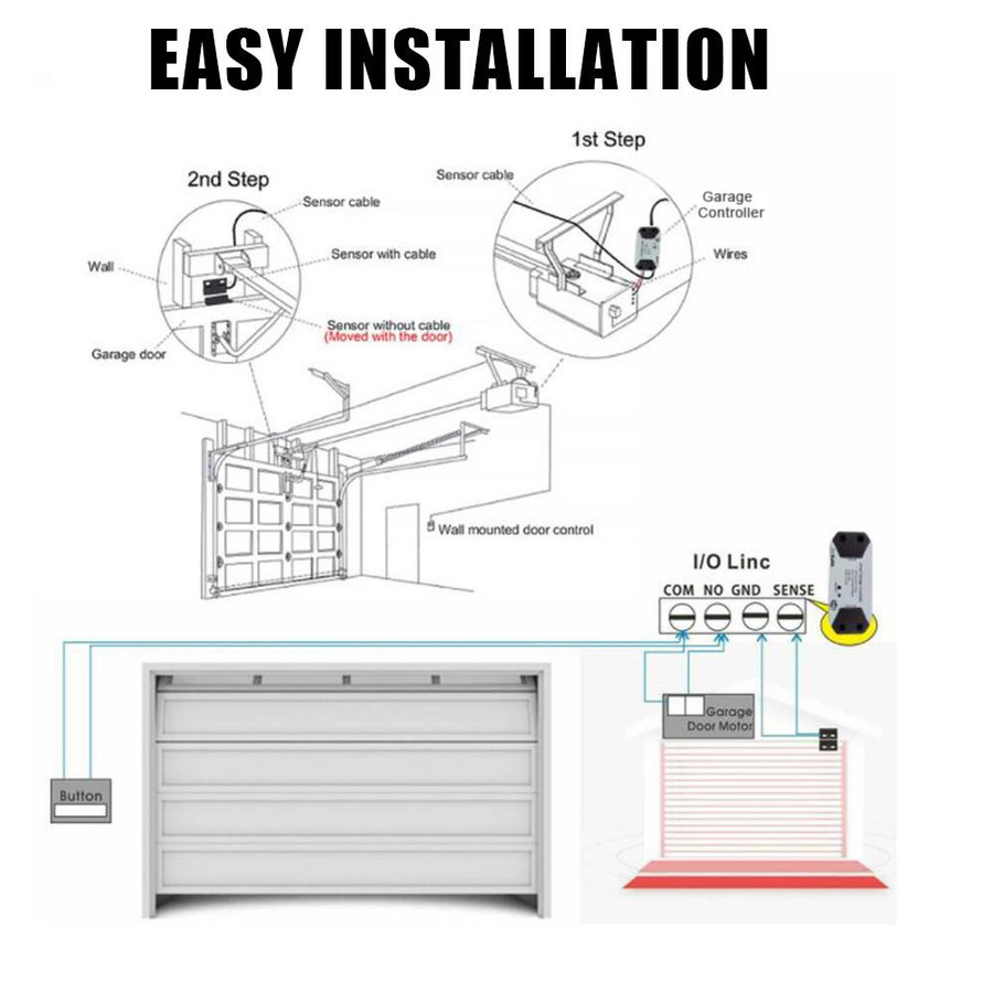 Aoresac Smart WiFi Garagentoröffner mit Tuya Smart Life App Fernsteuerung und Sprachsteuerung, Weiß, 2,4 GHz Netzwerk, US-Version - Bild 3
