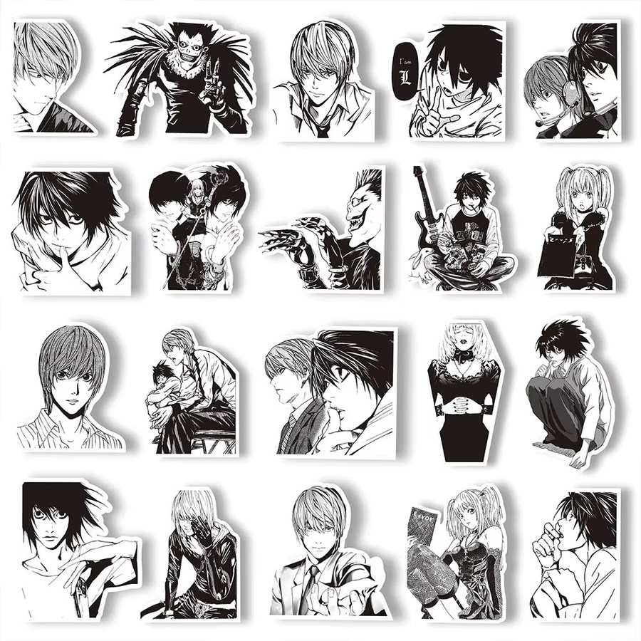 GOGOTU Death Note Aufkleber, Schwarz Weiß, 65-teiliges Set - Bild 3