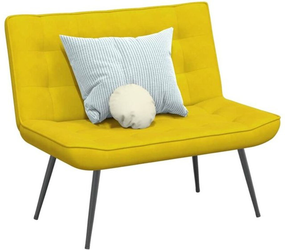 Sitzbank mit Rückenlehne von vidaxl aus Samt in Gelb mit Metallgestell, B/T/H: 110 x 74 x 84 cm - Bild 1
