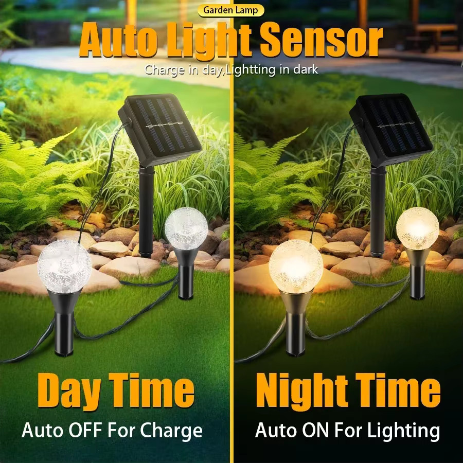 XIWANGFIRE Solar-Gartenleuchte mit 20 LEDs in Schwarz, Wasserdichte Dekorative Außenlampe mit warmweißem Feenlicht für den Garten, B/T/H: 21,7 x 10,7 x 21,7 cm - Bild 3
