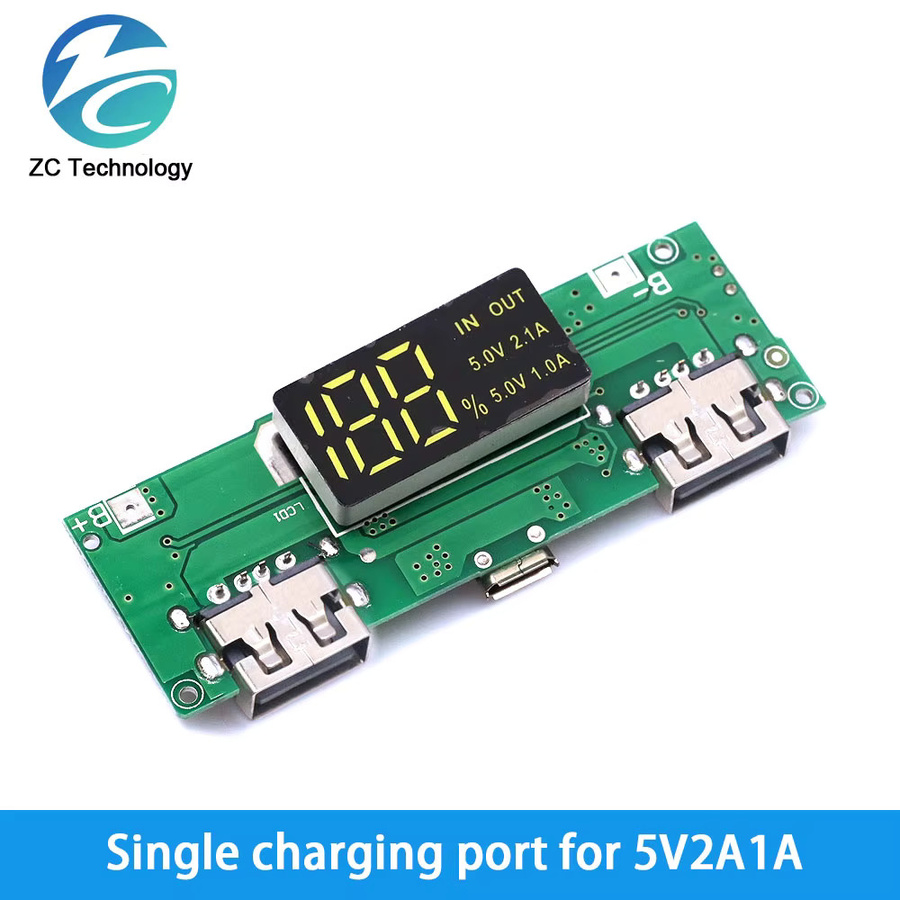 DIY Power Bank Lademodul mit Dual USB A und USB C Anschlüssen sowie LED LCD Display für 18650 Batterien - Bild 2