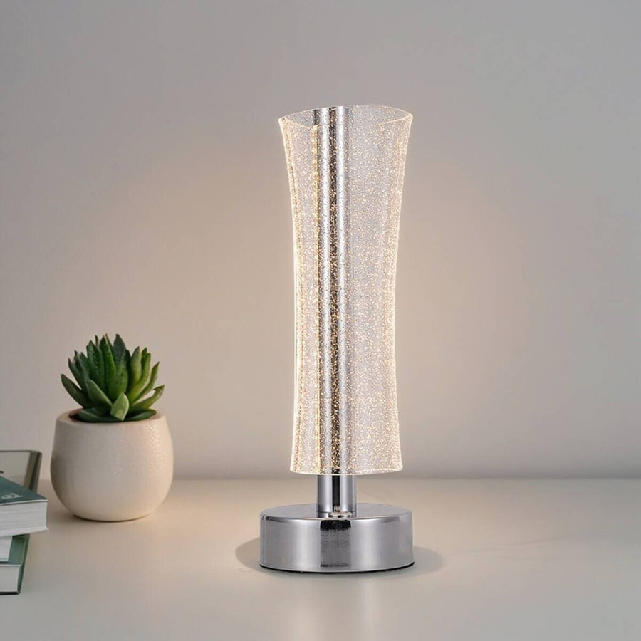 Pocoline LED-Tischleuchte Darcy in Silber aus Metall und Acryl, B/H/T: 12 x 36 x 12 cm - Bild 2