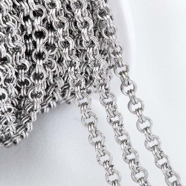 MINGXUAN Doppelringe Gliederkette Edelstahl, 1 Meter, Unisex - Bild 1