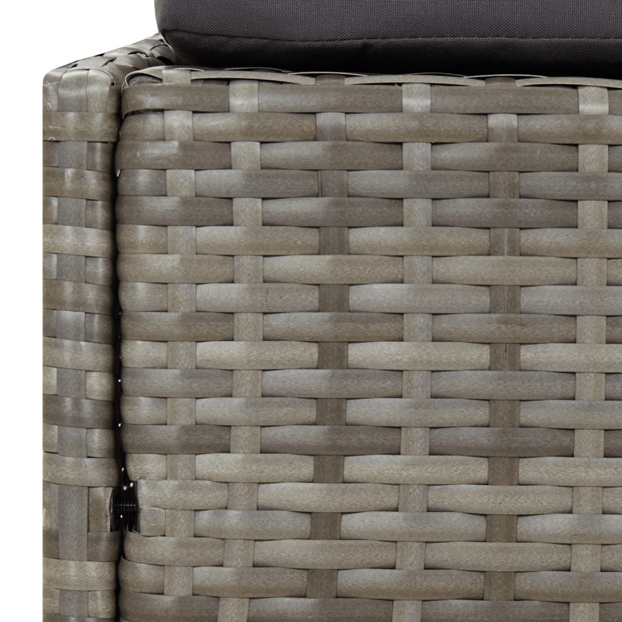 vidaXL Sonnenliege aus Polyrattan mit Faltdach in Grau, B/T/H: 200 x 114 x 128 cm - Bild 4