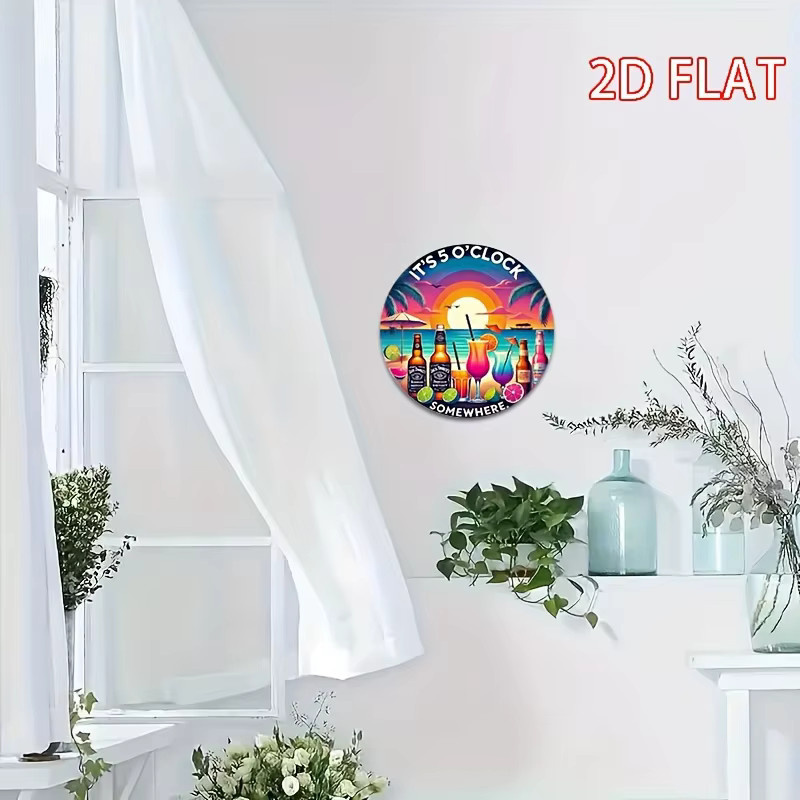 Rundes Aluminiumschild Potdemiel Wall Art mit Bier-Motiv, Durchmesser: 20 cm, Mehrfarbig - Bild 4