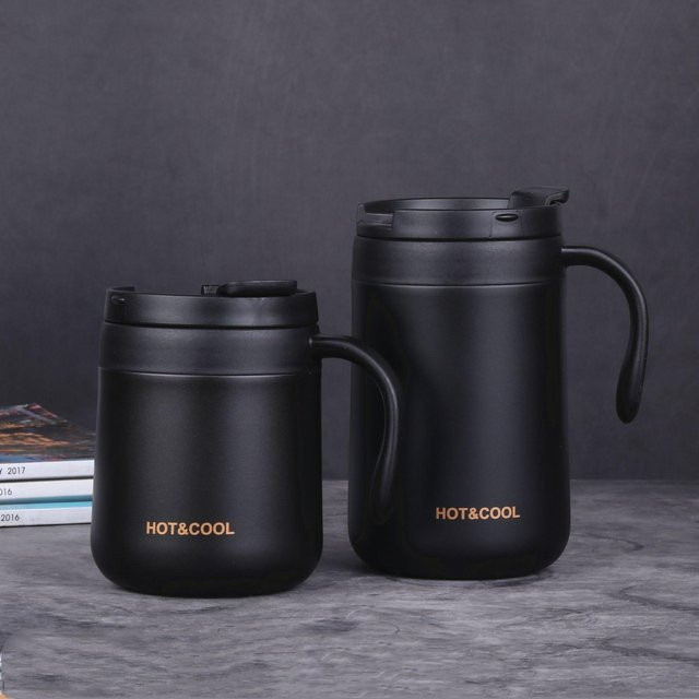 Yiran Furniture Edelstahl-Thermosbecher mit Griff für Tee und Kaffee, 500ml, erhältlich in Weiß, Schwarz, Rot und Gold - Bild 1