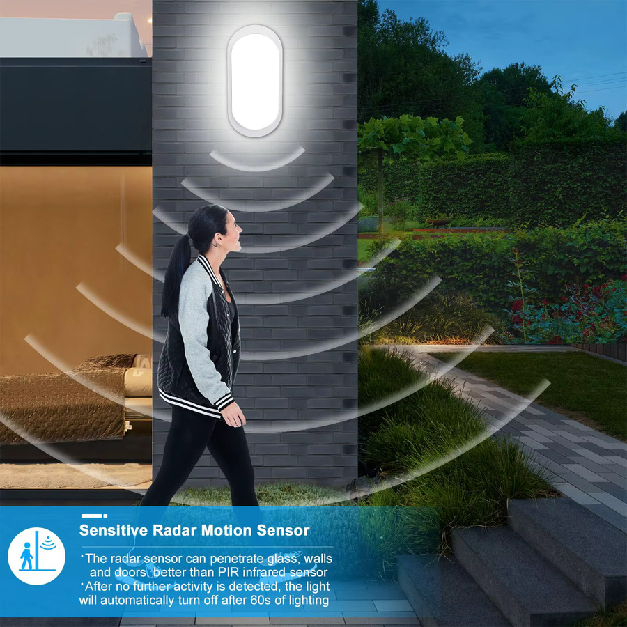 LEOEU LED-Wandleuchte in Weiß mit Radar-Bewegungsmelder und Lichtsensor, 12W, 1080LM, 4000K Neutralweiß, IP65 Wasserdicht - Bild 4