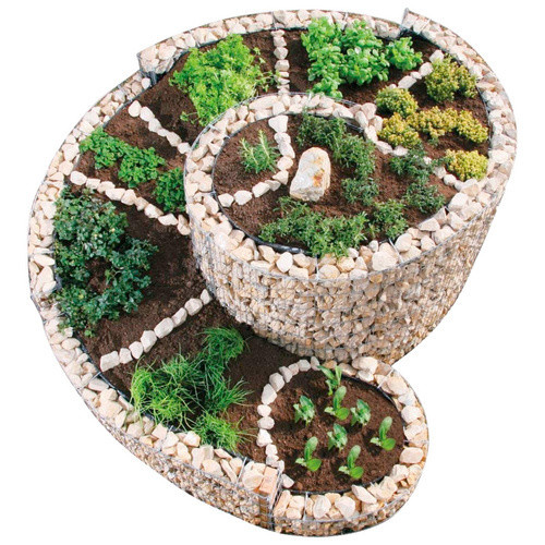 Bellissa Gabionen-Kräuterspirale aus Stahl in Silberfarben, B/T/H: 90 x 60 x 110 cm - Bild 2
