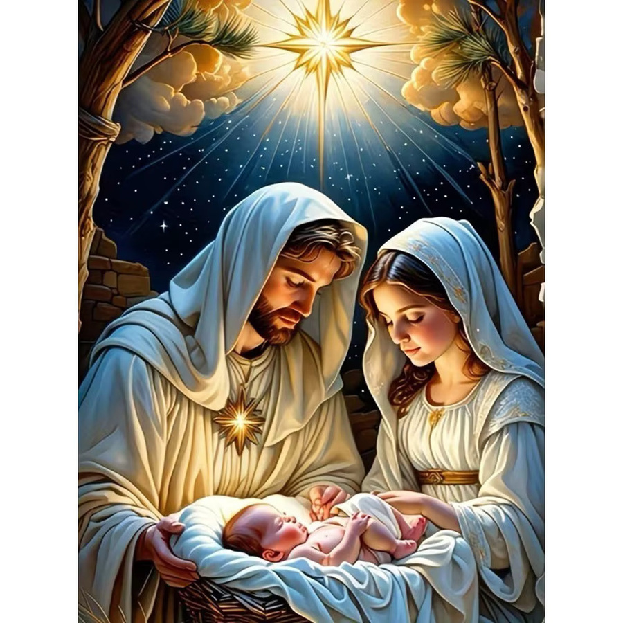 EverShine DIY Diamantmalerei Jesus Christentum 5D Vollbohr-Mosaik Jungfrau Maria Moderne Heimdekoration Multicolour B: 30,0 cm, H: 20,0 cm, T: 20,0 cm - Bild 3