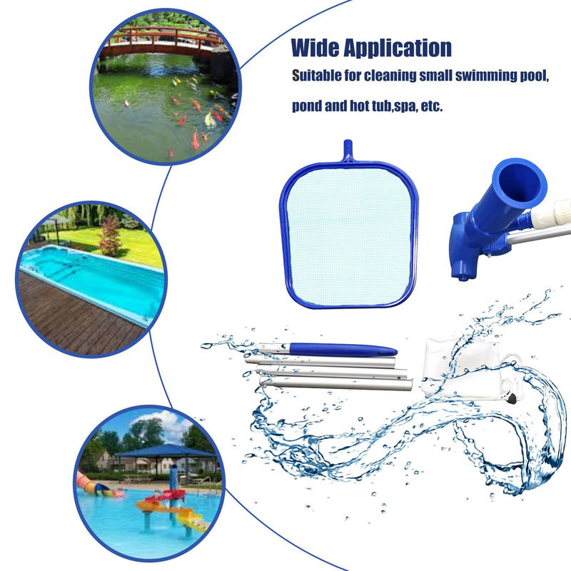 Lixada Pool-Reinigungsset in Blue & White mit Bürste und manuellem Skimmer aus Aluminium und Nylon - Bild 3