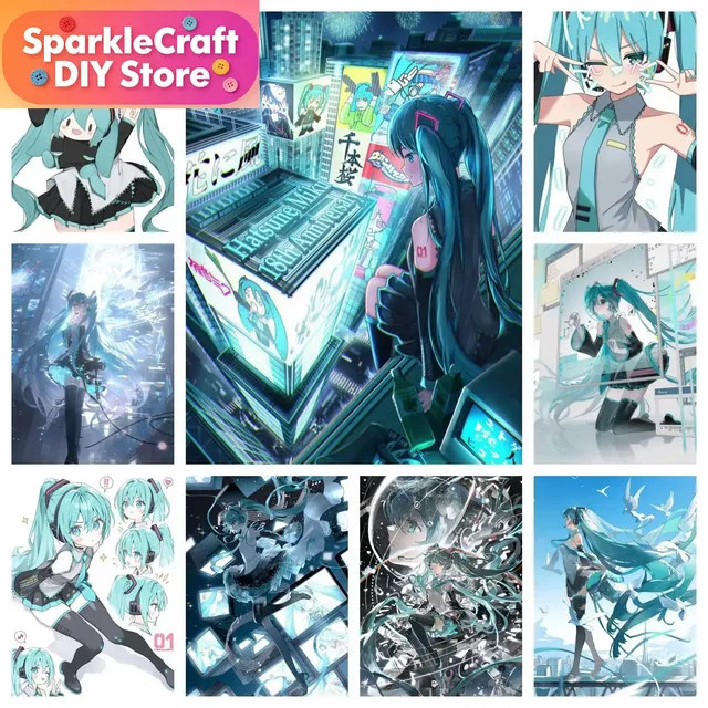 Hatsune Miku Anime DIY 5D Diamantmalerei rahmenloses Ölgemälde in Multicolour zur Wanddekoration - Bild 1