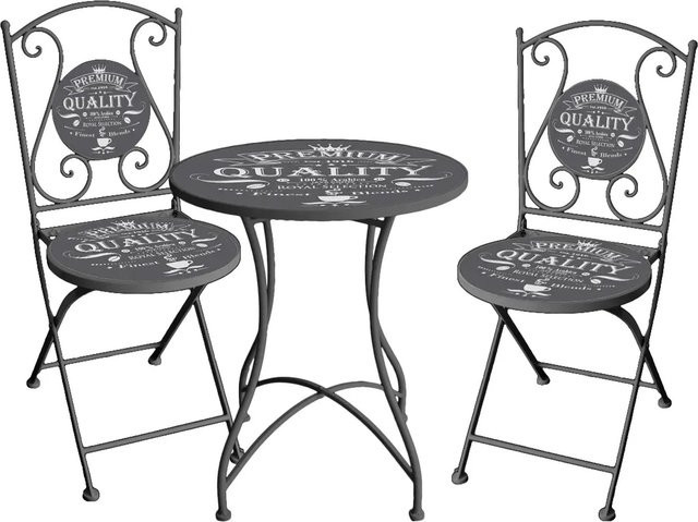 Garden Pleasure Bistro-Set Royal 3-teilig aus Metall in Dunkelgrau für Balkon, Terrasse und Garten - Bild 1