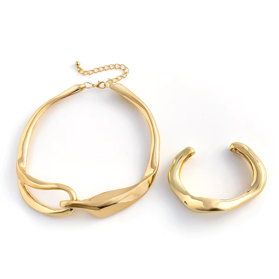 Schmuck-Set Halskette und Armreif, Edelstahl, Gold, Damen, Punk - Bild 2