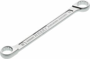 Hazet Doppel-Ringschlüssel 610N-10X11 mit Außen-Doppel-Sechskant-Tractionprofil in Silber, 10 x 11 mm - Bild 1