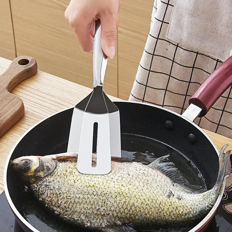 Multifunktionale Grillzange aus Edelstahl in Silber für BBQ und Steak zum Wenden und Kochen - Bild 5