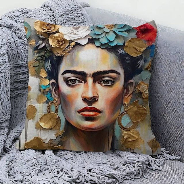 JMG Clothing Vintage Künstler Frida Kahlo Kissenbezug, Mehrfarbig, B/B: 30 x 30 cm - Bild 1
