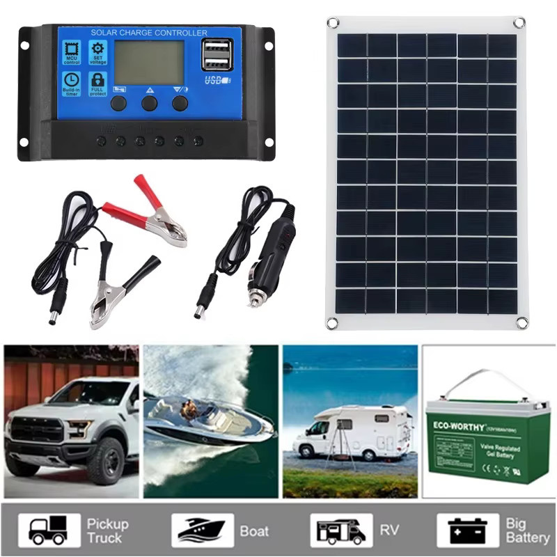 Luxuglow Solarpanel Kit mit 400W 200W Solarzellen, 18V Ladegerät und Controller inklusive Dual USB für Camping und Outdoor - Bild 2