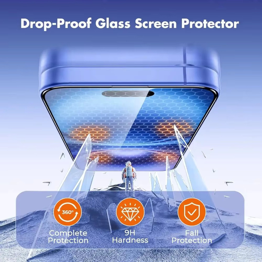 4 Stück Full Cover Displayschutzfolie aus gehärtetem Glas mit 9H Härte für Apple iPhone 17 16 15 14 13 12 11 Pro Max Plus XR XS in Transparent - Bild 2