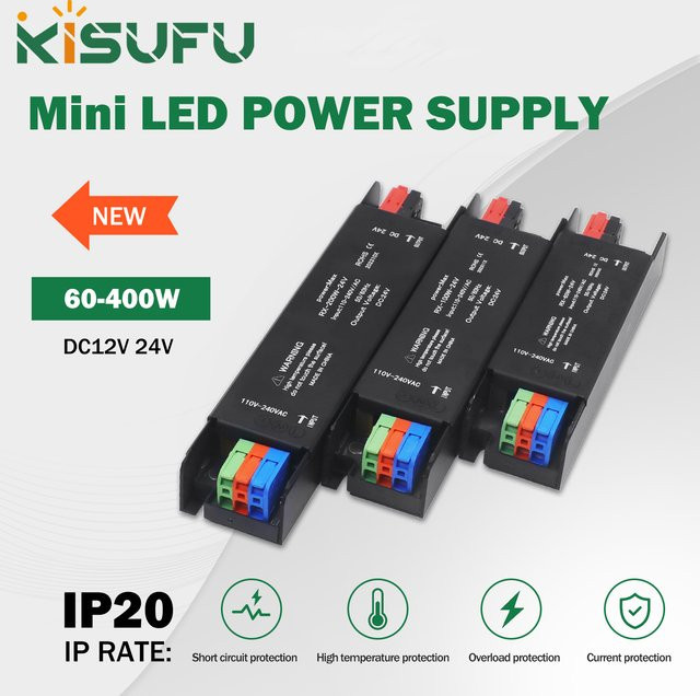 Ultraflacher LED-Konverter als Netzteil für LED-Streifen, AC110V-220V zu DC12V-24V, Schwarz - Bild 1