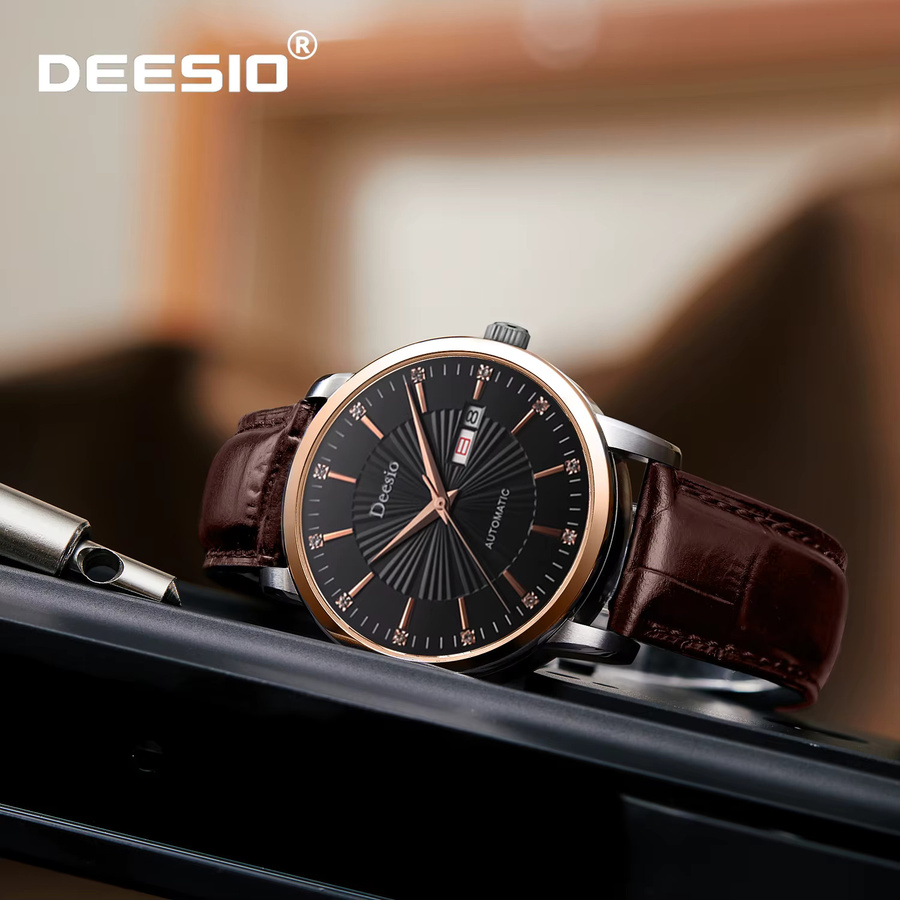 Deesio Armbanduhr, Automatik, Edelstahlgehäuse, Lederarmband, Herren - Bild 2