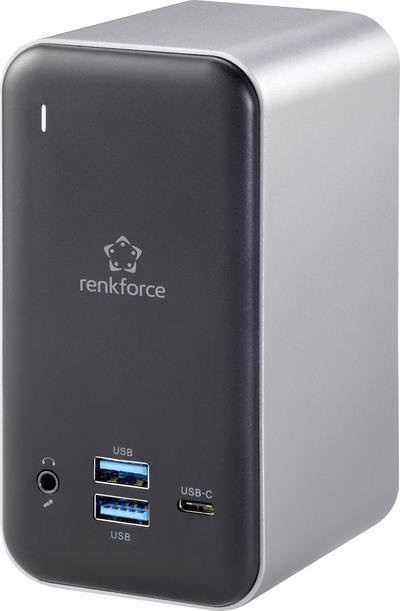 Renkforce RF-4499452 USB-C Notebook Dockingstation mit Ladefunktion in Grau - Bild 1