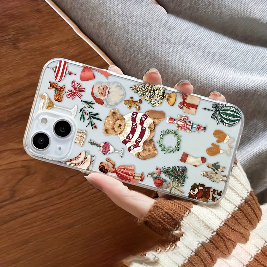 Transparente TPU-Handyhülle mit Cartoon-Bär-Muster für iPhone 17 16 15 14 13 12 11 Pro Max Plus Mini und XS XR X - Bild 4