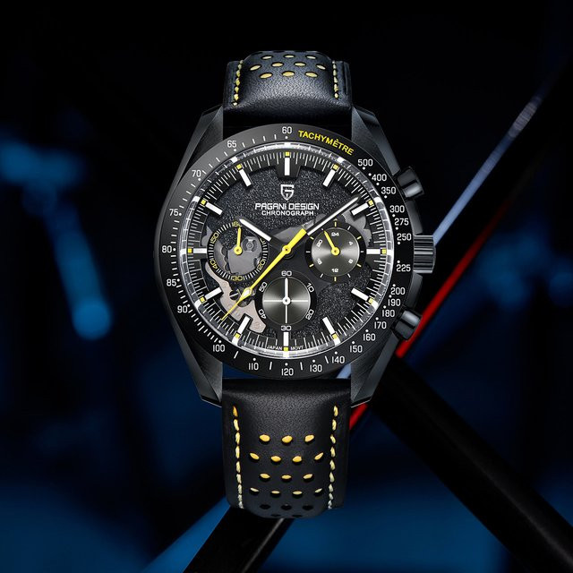 PAGANI DESIGN Chronograph, Quarz, Edelstahl, Saphirglas, Schwarz, Herren - Bild 1