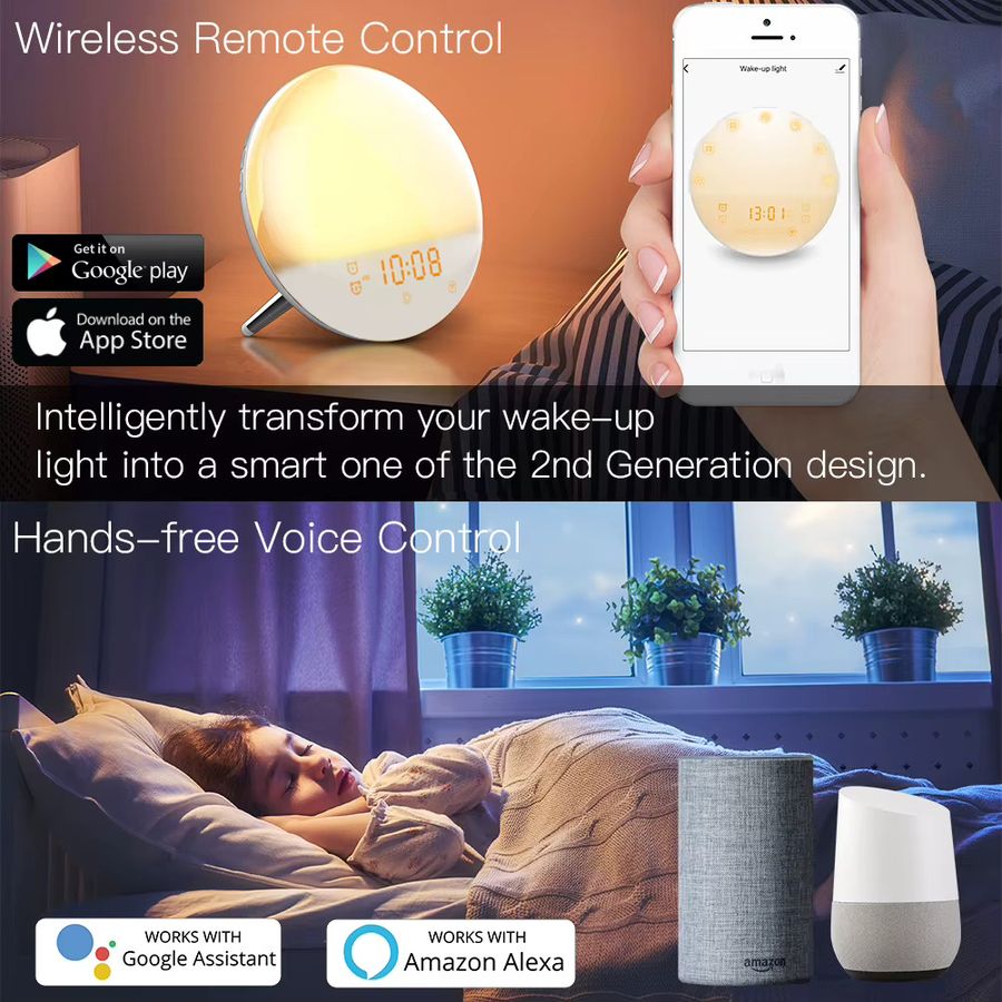 MOES WiFi Smart Light Wecker mit Sunrise und Sunset Simulation, 7 Farben, Tuya App-Steuerung, kompatibel mit Alexa und Google Home, Multicolor - Bild 6