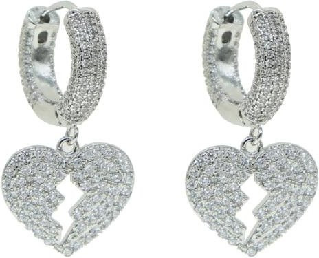 YIRAN Jewelry Creolen, Herz, Zirkonia, Kupfer, gray, Unisex - Bild 1