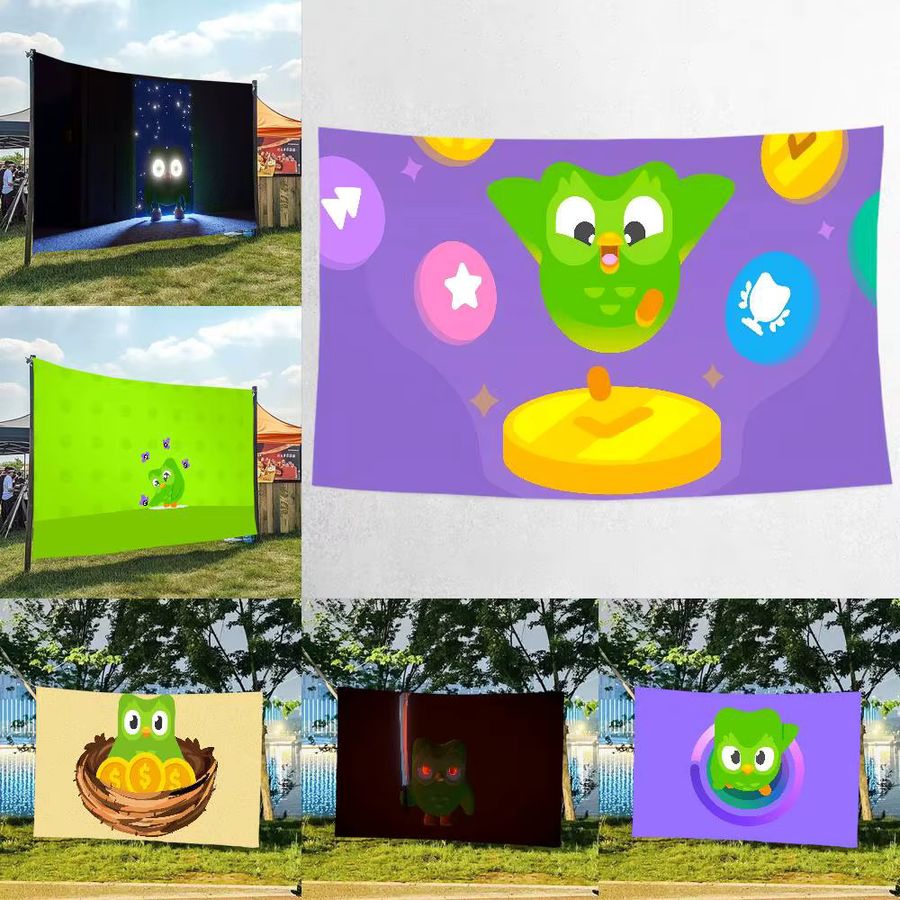 Geburtstags-Fotohintergrund mit Duolingo-Motiv, Mehrfarbiges Party-Banner für Esszimmer und Fotostudio, Rechteckig - Bild 2