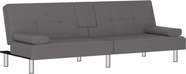 vidaXL Schlafsofa Click-Clack in Grau aus Kunstleder mit Getränkehaltern und Armlehnen - Bild 1