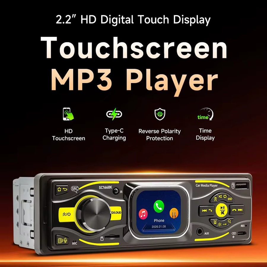 BQCC MP3 Autoradio mit Bluetooth, USB-C, FM und Sprachsteuerung, Schwarz - Bild 5