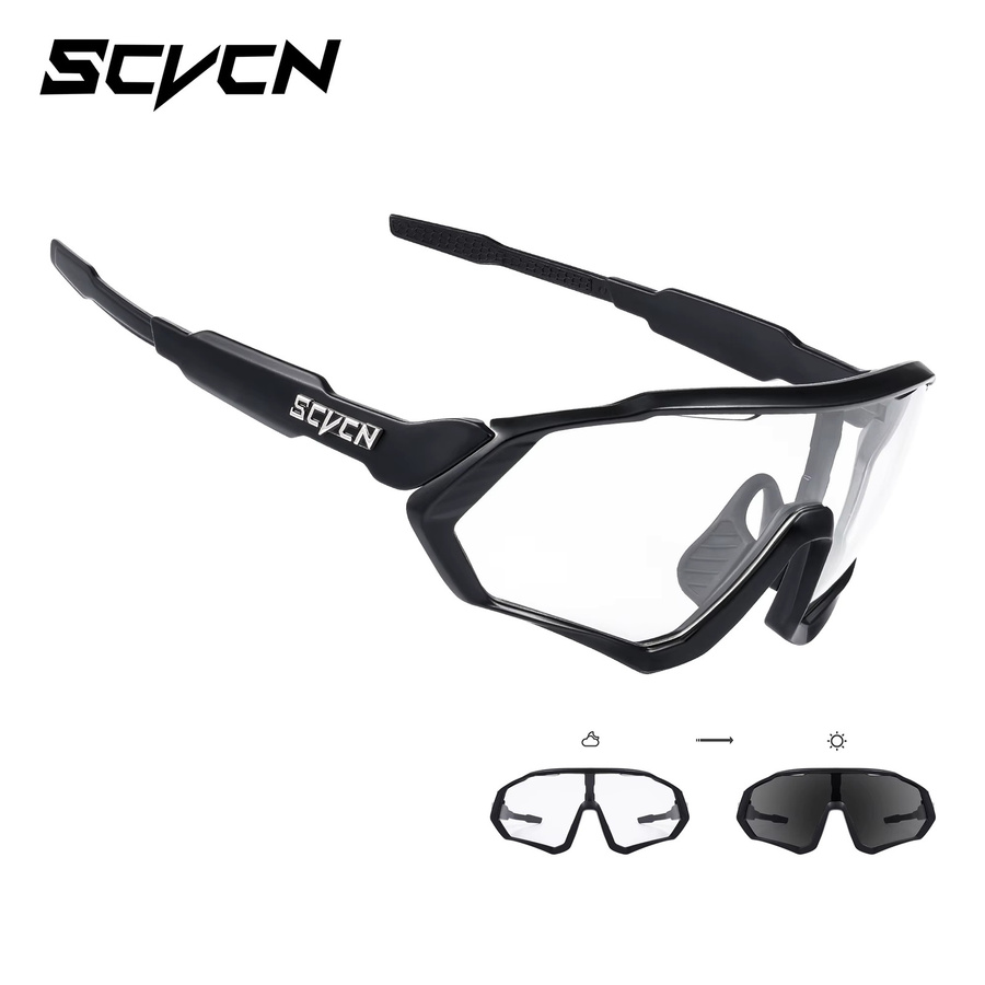 SCVCN Photochrome Sonnenbrille, Sport-Radbrille, Vollrand, Schwarz, Herren - Bild 2