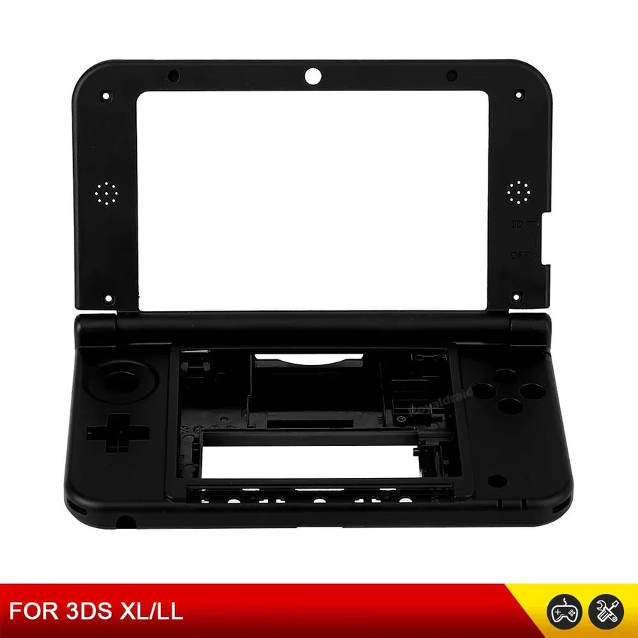 Schwarzes Ersatzgehäuse für Nintendo 3DS XL LL inklusive mittlerem und oberem Kunststoffgehäuse, Batteriefach sowie vollständiger Tasten- und Stiftausstattung - Bild 4