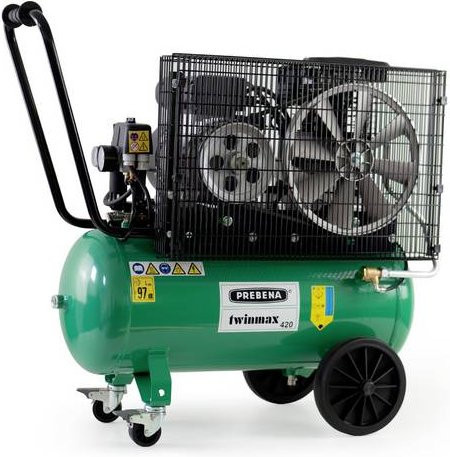 Prebena Druckluft-Kompressor TWINMAX420 in Grün mit 50 l Kessel und 10 bar Druck - Bild 1