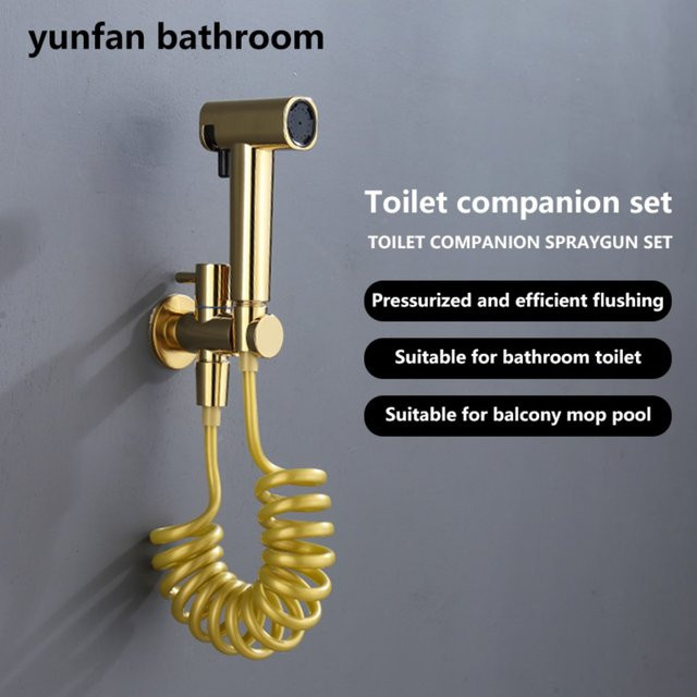 Handgehaltener Toiletten-Bidetkopf aus Edelstahl mit Drei-Wege-Ventil in Schwarz oder Gold - Bild 1