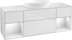 V&B Waschtischunterschrank Finion mit Wandbeleuchtung, Farbe Weiß Lack, Breite: 160 cm, Tiefe: 50,1 cm, Höhe: 50,1 cm - Bild 1