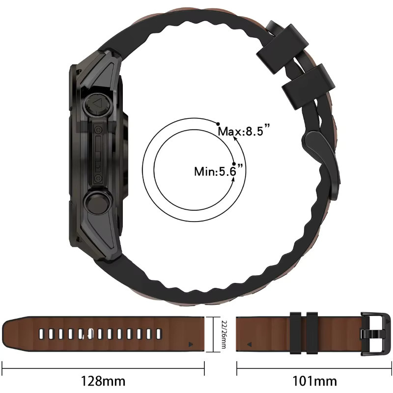 CAOWTAN Uhrenarmband Leder-Silikon, Schwarz, Unisex - Bild 5