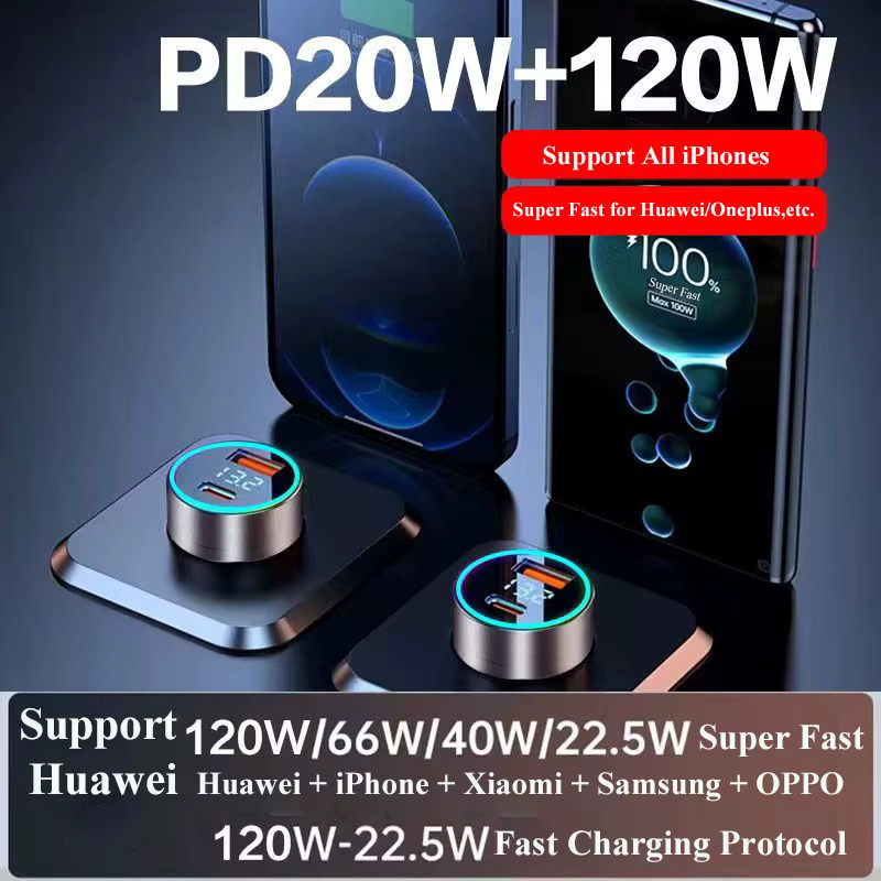 Uyuxio USB-C Auto Ladegerät Adapter mit Spannungsanzeige für Samsung, iPhone, Oppo, Vivo, OnePlus und Huawei - Bild 3