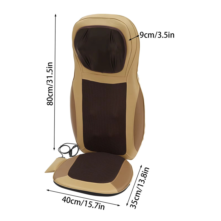 Bymaocar Shiatsu-Massagesitzkissen für Nacken und Rücken mit Wärmefunktion in Beige, B/T/H: 80 x 40 x 40 cm - Bild 4