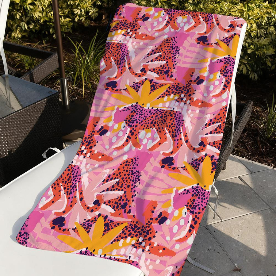 Schnelltrocknendes Strandtuch mit Gepardendesign in Multicolor, B: 40 cm, H: 60 cm - Bild 3