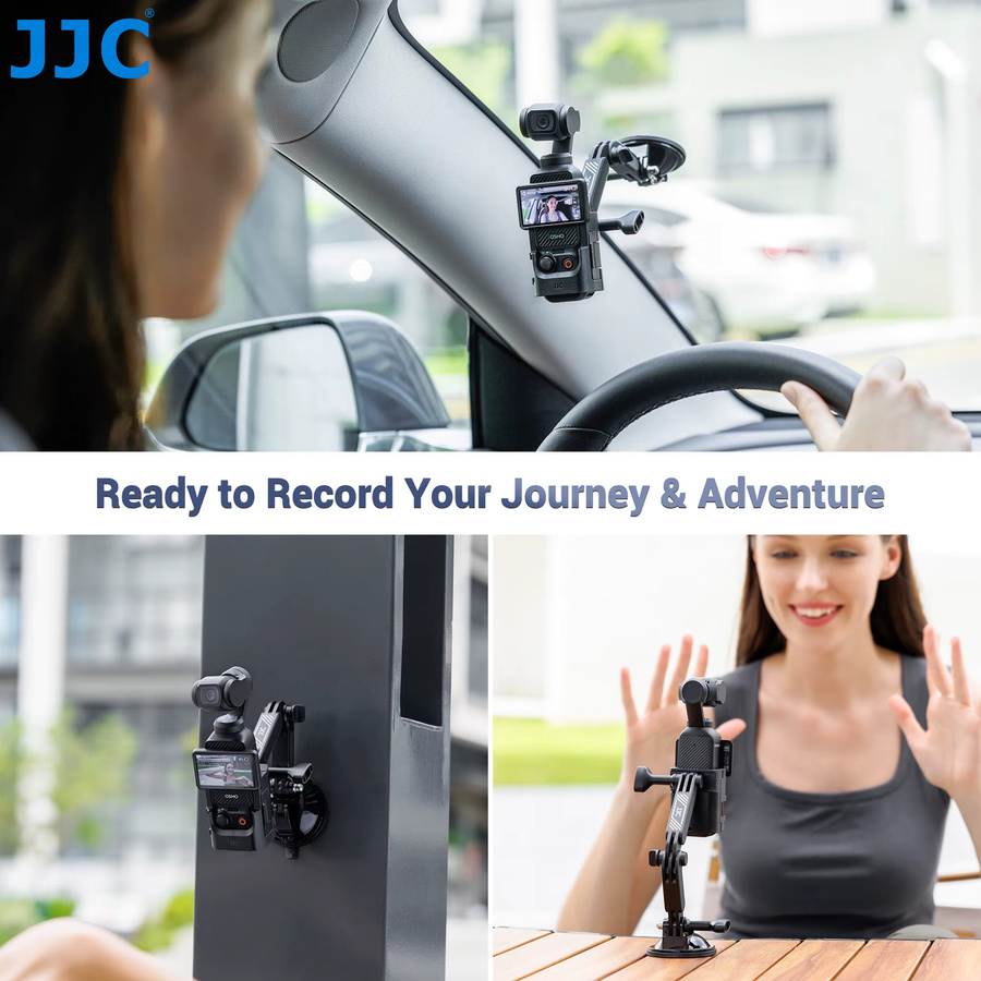 JJC Saugnapfhalterung für DJI Pocket 4, Auto-Halterung für Windschutzscheibe und Armaturenbrett, Erweiterungsadapter Zubehör, Schwarz - Bild 3