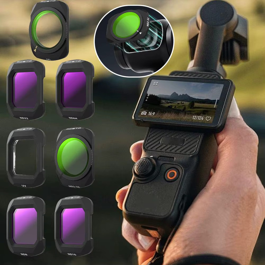 Magnetisches Linsenfilter-Set für DJI Osmo Pocket 4 mit UV CPL und einstellbaren ND2-32 Filtern in Schwarz - Bild 5