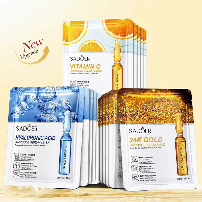 SADOER Gesichtsmaske, Vitamin C, Hyaluronsäure, 10 Stück - Bild 1